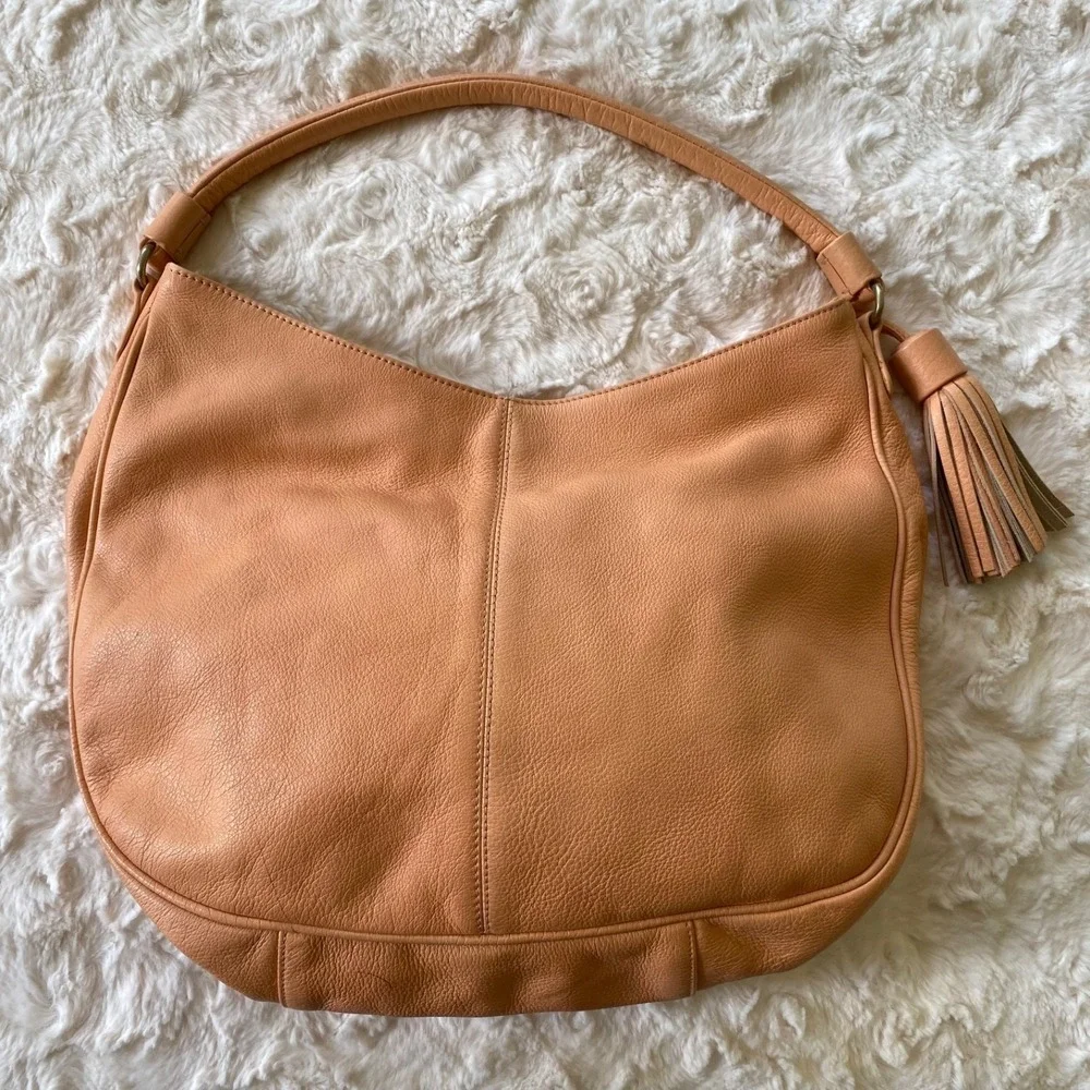 See by Chloe Peach Leather Shoulder Bag Peach Soft Pebbled Tassel Boho Festival